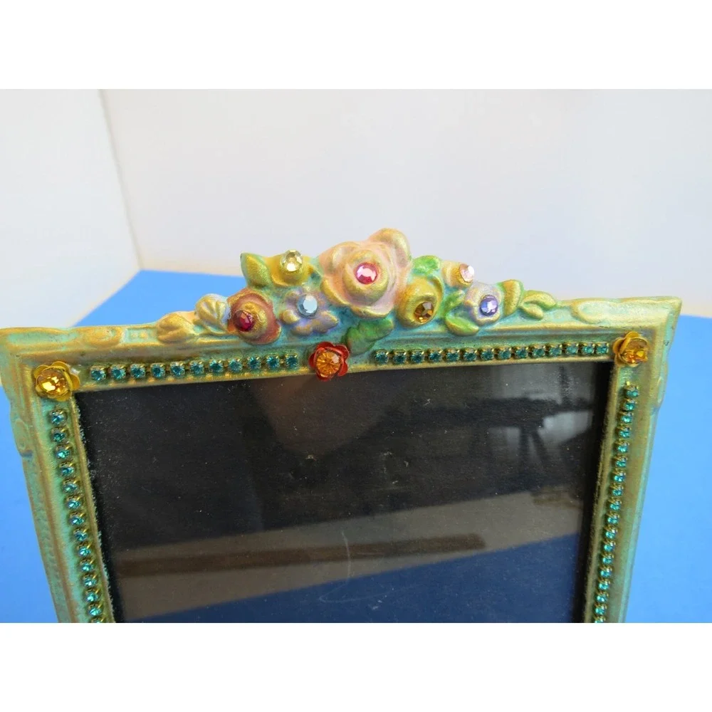 Vintage Ornate Boho 4.25 x 4.25 Rhinestone Sparkly Picture Frame